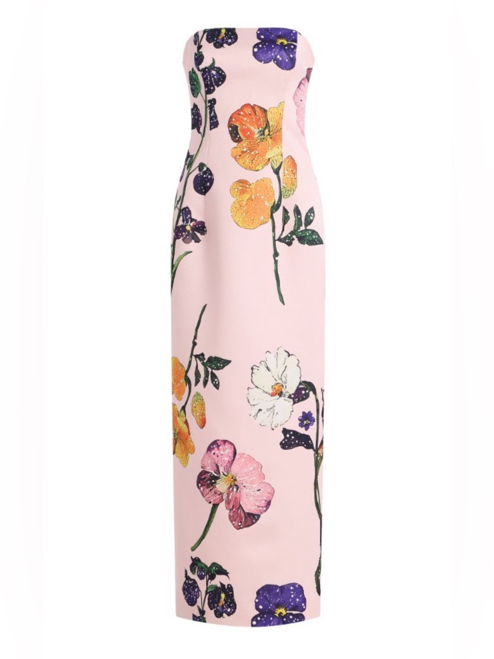 LEO LIN Pink Rayna Bustier Floral Print Strapless Column Maxi Gown AU8/US4
